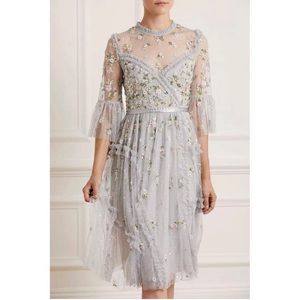 Needle & Thread Embroidered Shimmer Ditsy Dress NWT